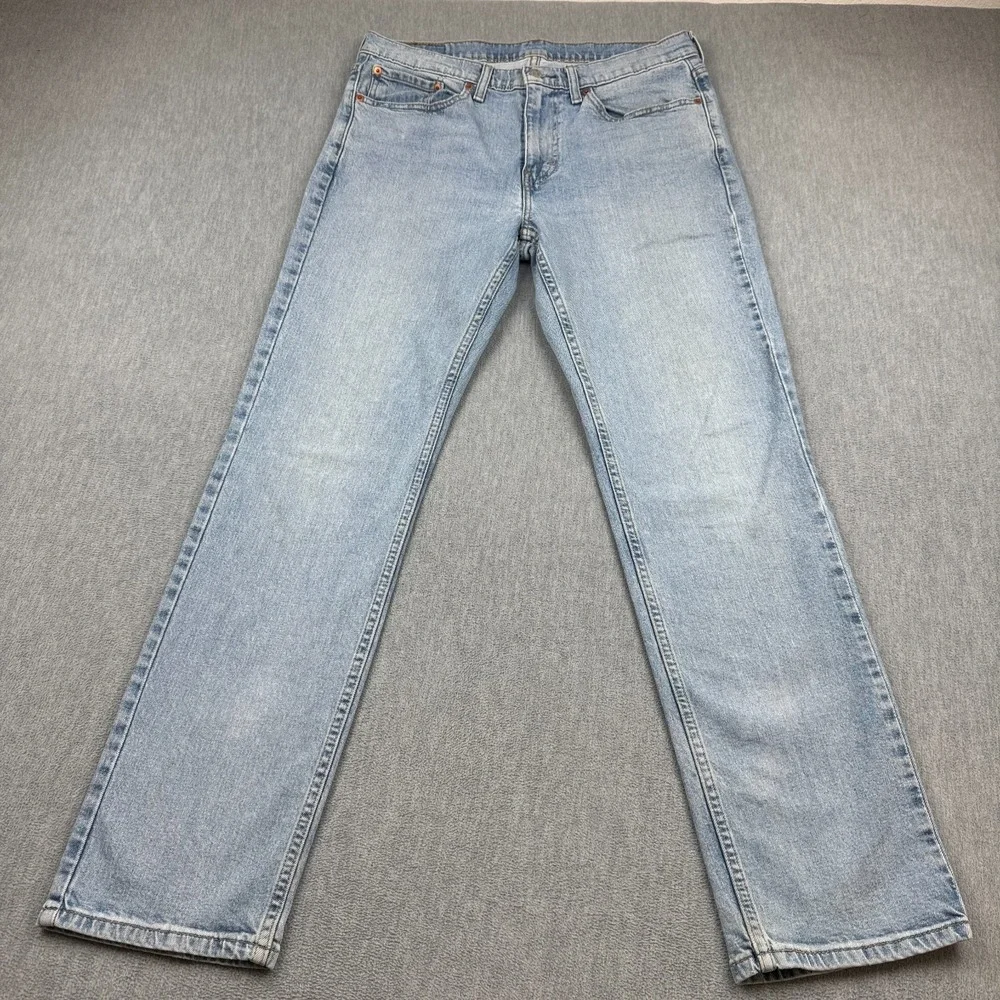 Levis 514 Jeans Men 33x32 Blue Denim Straight Leg Medium Wash Stretch Zip Pocket